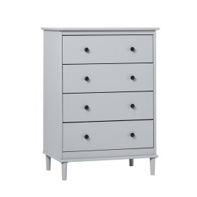 Classic 4-Drawer Solid Wood Dresser - Grey