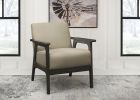 Light Brown Fabric Upholstered Accent Chair 1pc Solid Rubberwood Antique Gray Finish Living Room Furniture