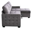 77 Inch Reversible Sectional Storage Sleeper Sofa Bed , L-Shape 2 Seat Sectional Chaise With Storage , Skin-Feeling Velvet Fabric