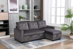 77 Inch Reversible Sectional Storage Sleeper Sofa Bed , L-Shape 2 Seat Sectional Chaise With Storage , Skin-Feeling Velvet Fabric