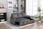 77 Inch Reversible Sectional Storage Sleeper Sofa Bed , L-Shape 2 Seat Sectional Chaise With Storage , Skin-Feeling Velvet Fabric