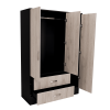 Bolton 120 Mirrored Armoire, Metal Hardware, Double Door Cabinet, Two Drawers, Single Door With Mirror, Rods