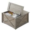 Farmhouse Coffee Table, Square Wood Center Table with Large Hidden Storage Compartment for Living Room