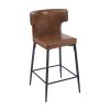 28inch Counter Height Bar Stools Set of 2, Modern Bar Upholstered Chairs with PU Leather, Metal Footrest and Frame for Kitchen Island, Bar Table
