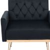 COOLMORE Velvet Armchair Single Sofa Modern Tufted Upholstered Side Reading Chairs with Arm and Gold Metal Leg for Living Room Bedroom ( Black )
