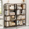 5 Tier Large Book Shelf, Bookcase Home Office Open Bookshelf,Shelves for Living Room, Office Shelf,Vintage Industrial Style Bookshelf with Metal Frame