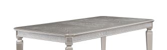 Modern Glam 1pc Dining Table Silver Gray Finish 18" Extension Leaf with Sparkling Accents Casual Dining Room Furniture