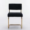 A&A Furniture,Modern Dining Chairs with Corduroy Fabric,Gold Metal Base, Accent Armless Kitchen Chairs with Channel Tufting, Side Chairs, Set of 2