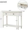 Series Console Table Traditional Design with Two Drawers and Bottom Shelf (Ivory White)