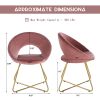 Modern Accent Velvet Chair, Dining Chair Comfy Upholstered Arm Chair Living Room Furniture Mid-Century Leisure Chair with Golden Metal Frame Legs