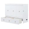 Full Size Murphy Bed with USB Port and a Large Drawer, White