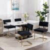 A&A Furniture,Modern Dining Chairs with Corduroy Fabric,Gold Metal Base, Accent Armless Kitchen Chairs with Channel Tufting, Side Chairs, Set of 2