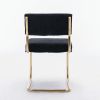 A&A Furniture,Modern Dining Chairs with Corduroy Fabric,Gold Metal Base, Accent Armless Kitchen Chairs with Channel Tufting, Side Chairs, Set of 2