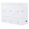 Full Size Murphy Bed with USB Port and a Large Drawer, White