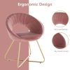 Modern Accent Velvet Chair, Dining Chair Comfy Upholstered Arm Chair Living Room Furniture Mid-Century Leisure Chair with Golden Metal Frame Legs