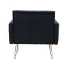 COOLMORE Velvet Armchair Single Sofa Modern Tufted Upholstered Side Reading Chairs with Arm and Gold Metal Leg for Living Room Bedroom ( Black )