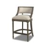 Paris 26.5' Farmhouse Counter Height Bar Stool with Backrest, Light Beige Linen