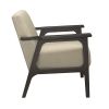 Light Brown Fabric Upholstered Accent Chair 1pc Solid Rubberwood Antique Gray Finish Living Room Furniture