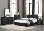 Contemporary Design Black Dresser 1pc 6x Drawers Faux Leather Upholstery Plywood Engineered Wood