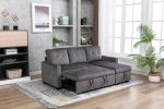 77 Inch Reversible Sectional Storage Sleeper Sofa Bed , L-Shape 2 Seat Sectional Chaise With Storage , Skin-Feeling Velvet Fabric