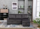 77 Inch Reversible Sectional Storage Sleeper Sofa Bed , L-Shape 2 Seat Sectional Chaise With Storage , Skin-Feeling Velvet Fabric