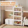 4-layer covered plastic storage box, with a total of 320QT closet organizer and stackable and foldable storage space