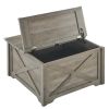 Farmhouse Coffee Table, Square Wood Center Table with Large Hidden Storage Compartment for Living Room