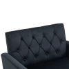 COOLMORE Velvet Armchair Single Sofa Modern Tufted Upholstered Side Reading Chairs with Arm and Gold Metal Leg for Living Room Bedroom ( Black )