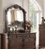 Traditional Formal Antique Cherry / Antique Walnut Unique Design Dresser w Mirror Drawers Storage Bedroom Furniture