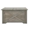 Farmhouse Coffee Table, Square Wood Center Table with Large Hidden Storage Compartment for Living Room
