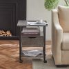 Set of 2 Side Table with Charging Station and Wheels, Rolling End Table with 2 USB Ports and 2 Outlets and Power Switch