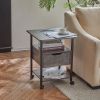 Set of 2 Side Table with Charging Station and Wheels, Rolling End Table with 2 USB Ports and 2 Outlets and Power Switch