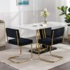A&A Furniture,Modern Dining Chairs with Corduroy Fabric,Gold Metal Base, Accent Armless Kitchen Chairs with Channel Tufting, Side Chairs, Set of 2