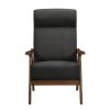 Modern Accent Chair 1pc Dark Gray High Back Chair Cushion Seat and Back Walnut Finish Solid Wood Living Room Furniture