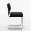A&A Furniture,Modern Dining Chairs with Corduroy Fabric,Gold Metal Base, Accent Armless Kitchen Chairs with Channel Tufting, Side Chairs, Set of 2