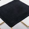 A&A Furniture,Modern Dining Chairs with Corduroy Fabric,Gold Metal Base, Accent Armless Kitchen Chairs with Channel Tufting, Side Chairs, Set of 2