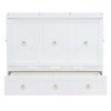 Full Size Murphy Bed with USB Port and a Large Drawer, White