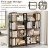 5 Tier Large Book Shelf, Bookcase Home Office Open Bookshelf,Shelves for Living Room, Office Shelf,Vintage Industrial Style Bookshelf with Metal Frame