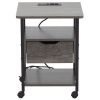 Set of 2 Side Table with Charging Station and Wheels, Rolling End Table with 2 USB Ports and 2 Outlets and Power Switch