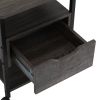 Set of 2 Side Table with Charging Station and Wheels, Rolling End Table with 2 USB Ports and 2 Outlets and Power Switch