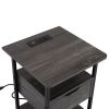 Set of 2 Side Table with Charging Station and Wheels, Rolling End Table with 2 USB Ports and 2 Outlets and Power Switch