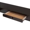 Full Wooden Loft Bed with U-shaped Desk,Storage Compartments and Tri-fold Mirror, Espresso