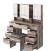 Large Vanity Table Set with 3 Opening Mirrors and LED Lights, Vanity Table with Full Storage Behind Mirror