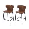 28inch Counter Height Bar Stools Set of 2, Modern Bar Upholstered Chairs with PU Leather, Metal Footrest and Frame for Kitchen Island, Bar Table