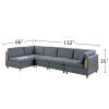 6 Piece Fabric Modular Set with Ottoman in Steel