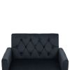 COOLMORE Velvet Armchair Single Sofa Modern Tufted Upholstered Side Reading Chairs with Arm and Gold Metal Leg for Living Room Bedroom ( Black )