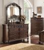 Traditional Formal Antique Cherry / Antique Walnut Unique Design Dresser w Mirror Drawers Storage Bedroom Furniture
