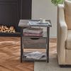 Set of 2 Side Table with Charging Station and Wheels, Rolling End Table with 2 USB Ports and 2 Outlets and Power Switch