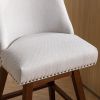 Counter Height Swivel Barstools, 26'' H Seat Height Upholstered Bar Stools Set of 2, Fabric in Ivory