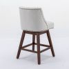 Counter Height Swivel Barstools, 26'' H Seat Height Upholstered Bar Stools Set of 2, Fabric in Ivory